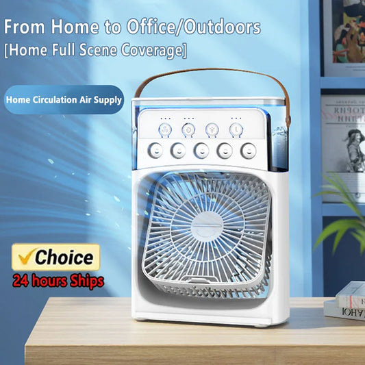3 In 1 Fan AIr Conditioner Household Small Air Cooler LED Night Light Portable Humidifier Air Adjustment Fan Office Home Fan New